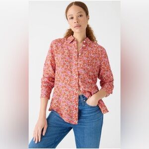 J. Crew  Classic Fit Drapey Cupro Pink Floral Shirt Size 6